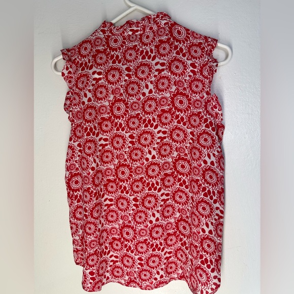LOFT Red and White Patterned Blouse - Picture 3 of 6